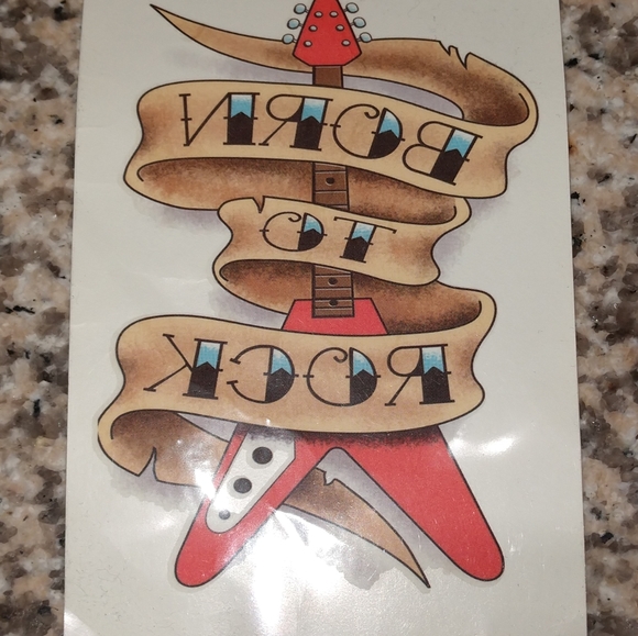 Classic "Born to ROCK" temporary tattoo, new never used - Picture 2 of 3